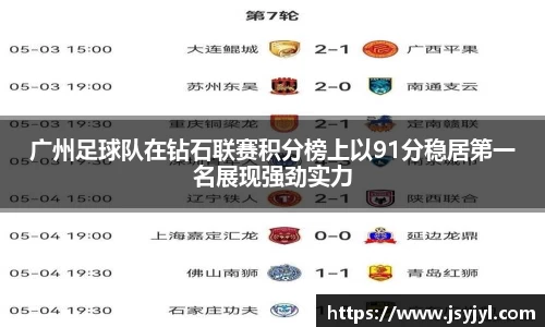 广州足球队在钻石联赛积分榜上以91分稳居第一名展现强劲实力